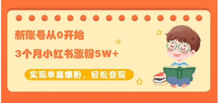 新账号从0开始3个月小红书涨粉5W+实现单篇爆粉，轻松变现（干货）-问小徐资源宝库