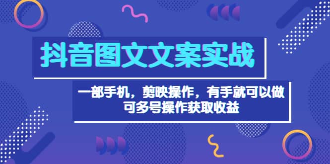 抖音图文毒文案实战：一部手机 剪映操作 有手就能做，单号日入几十 可多号-问小徐资源宝库