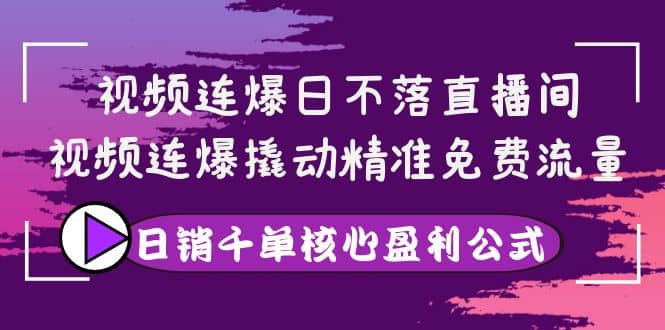 视频连爆日不落直播间，视频连爆撬动精准免费流量，日销千单核心盈利公式-问小徐资源宝库
