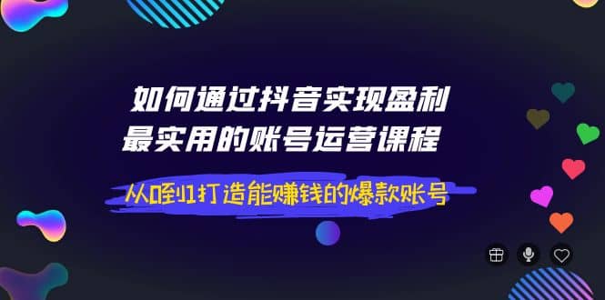 如何通过抖音实现盈利，最实用的账号运营课程 从0到1打造能赚钱的爆款账号-问小徐资源宝库