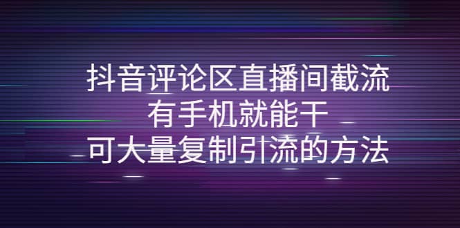 抖音评论区直播间截流，有手机就能干，可大量复制引流的方法-问小徐资源宝库