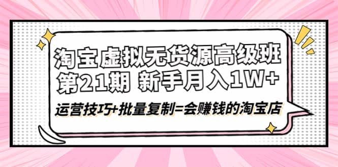 淘宝虚拟无货源高级班【第21期】运营技巧+批量复制=会赚钱的淘宝店-问小徐资源宝库
