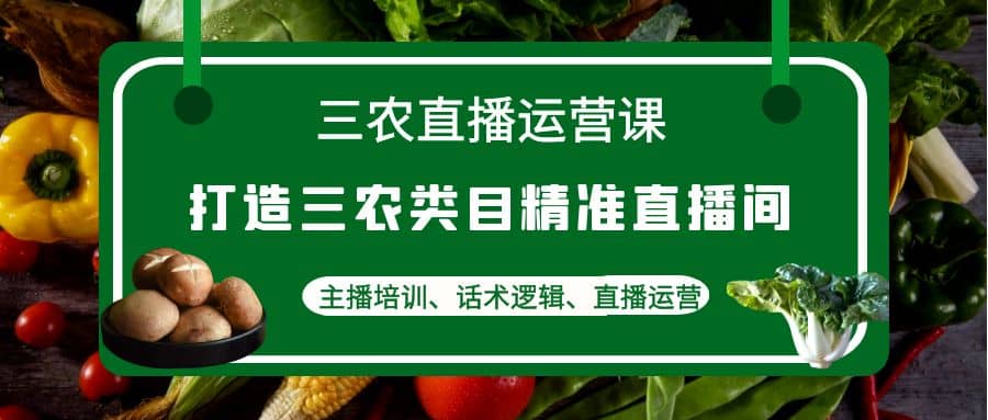 三农直播运营课：打造三农类目精准直播间，主播培训、话术逻辑、直播运营-问小徐资源宝库