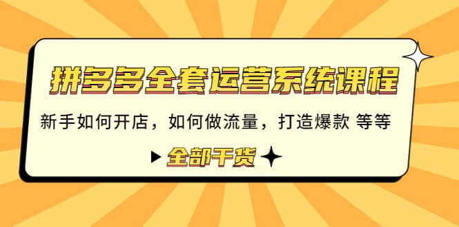 拼多多全套运营系统课程：新手如何开店 如何做流量 打造爆款 等等 全部干货-问小徐资源宝库