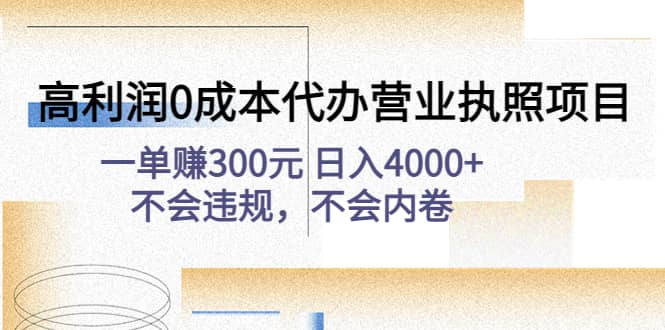 高利润0成本代办营业执照项目：不会违规，不会内卷-问小徐资源宝库