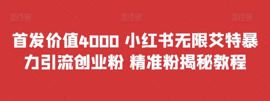 首发价值4000 小红书无限艾特暴力引流创业粉 精准粉揭秘教程-问小徐资源宝库