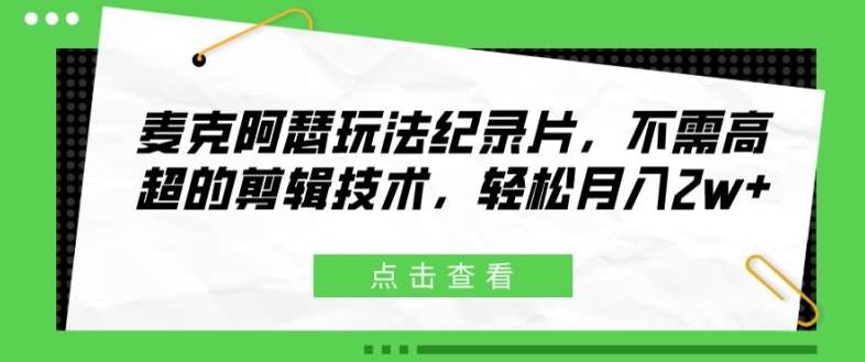图片[1]-麦克阿瑟玩法纪录片，不需高超的剪辑技术，轻松月入2w+【揭秘】-问小徐资源宝库